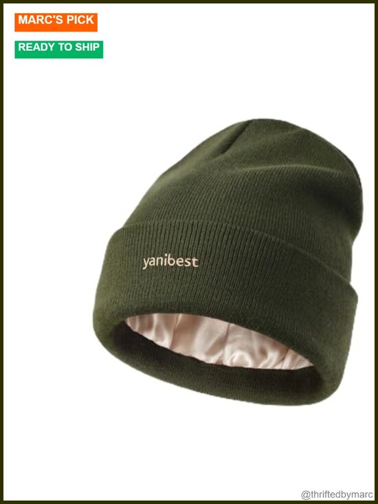 Silk Lined Beanie Winter Hat for Women Men Unisex Soft Knitted Slouchy Skull Cap main image 4